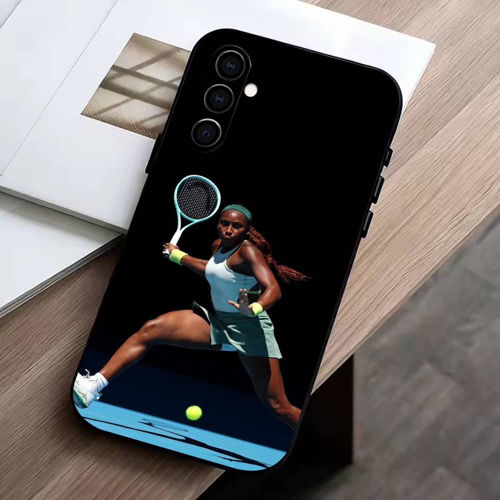 C-Coco Gauff Phone Case For Samsung Galaxy A73,A72,A71,A70,A53,A52,A51,Soft Silicone Black Cover