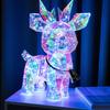 Iridescent Prismatic Christmas Deer Decor LED Deer Night Light Ornaments Colorful Lighted Deer Figurine Holiday Home Decor