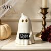 Atmospheric Night Light Halloween Up Ghost Figurine, Cute Small Resin Statue, Spooky Desktop Detachable Logo Tag Ornament for Table Mantel Shelf