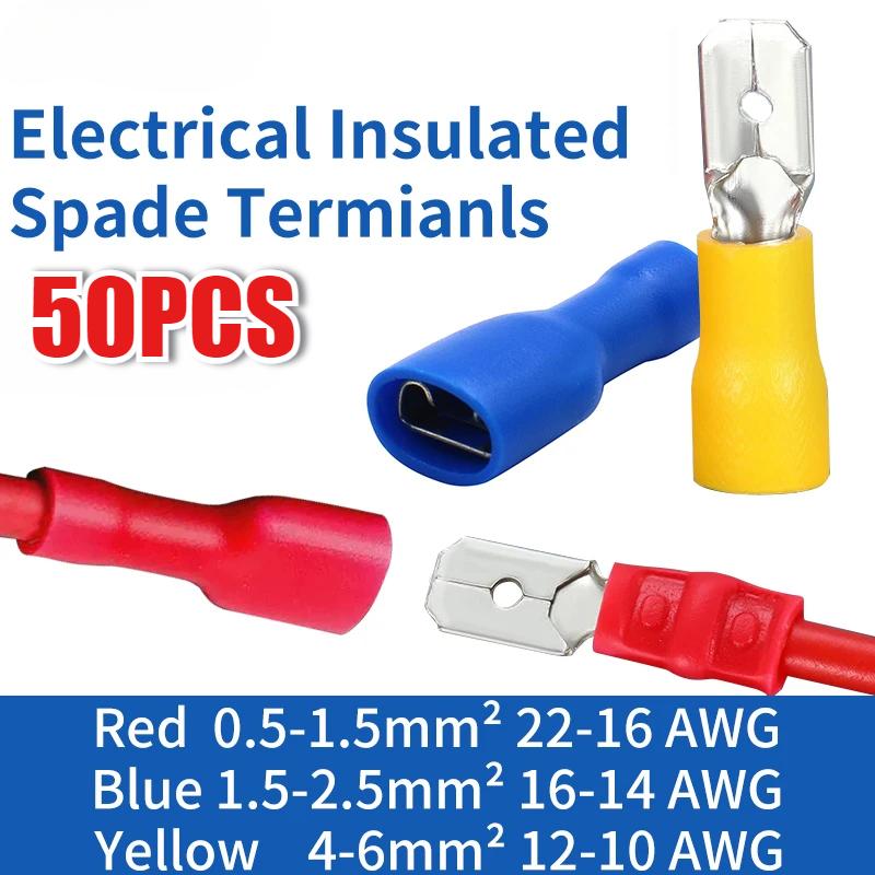 Spade Crimp Terminals Electrical Wire Connectors Insulated Male and Female For Quick Connection Cables Splice Plugs