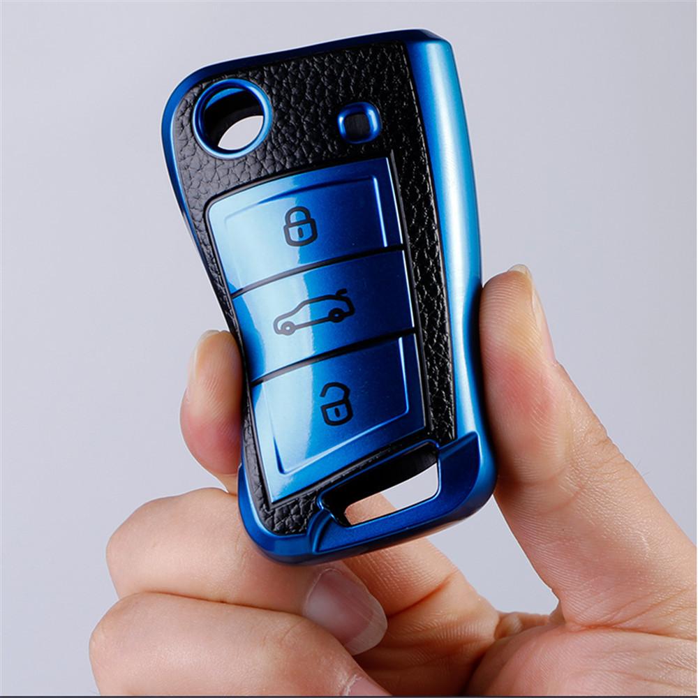 Кожаный чехол для автомобильного ключа из ТПУ, защитная сумка для VW Volkswagen Golf 7 MK7 Tiguan MK2 SEAT Ateca Leon FR 2 Ibiza для Skoda Octavia A7