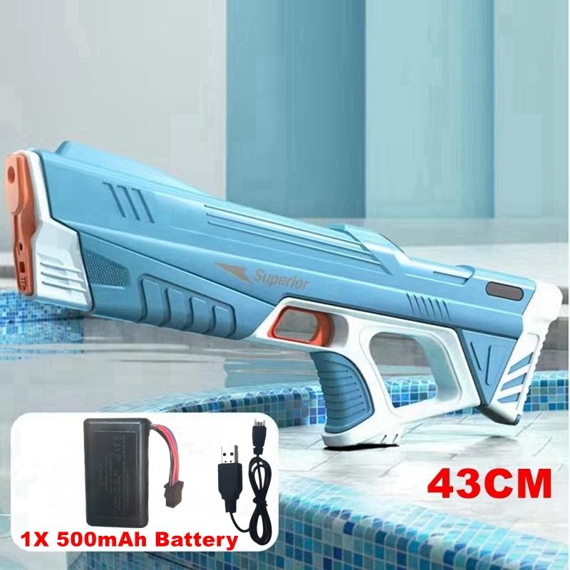 Full Automatic Electric Water Gun Toys 43cm Portable Children Adult Summer Beach Outdoor Fight Fantasy Toys For Boys Kids Game