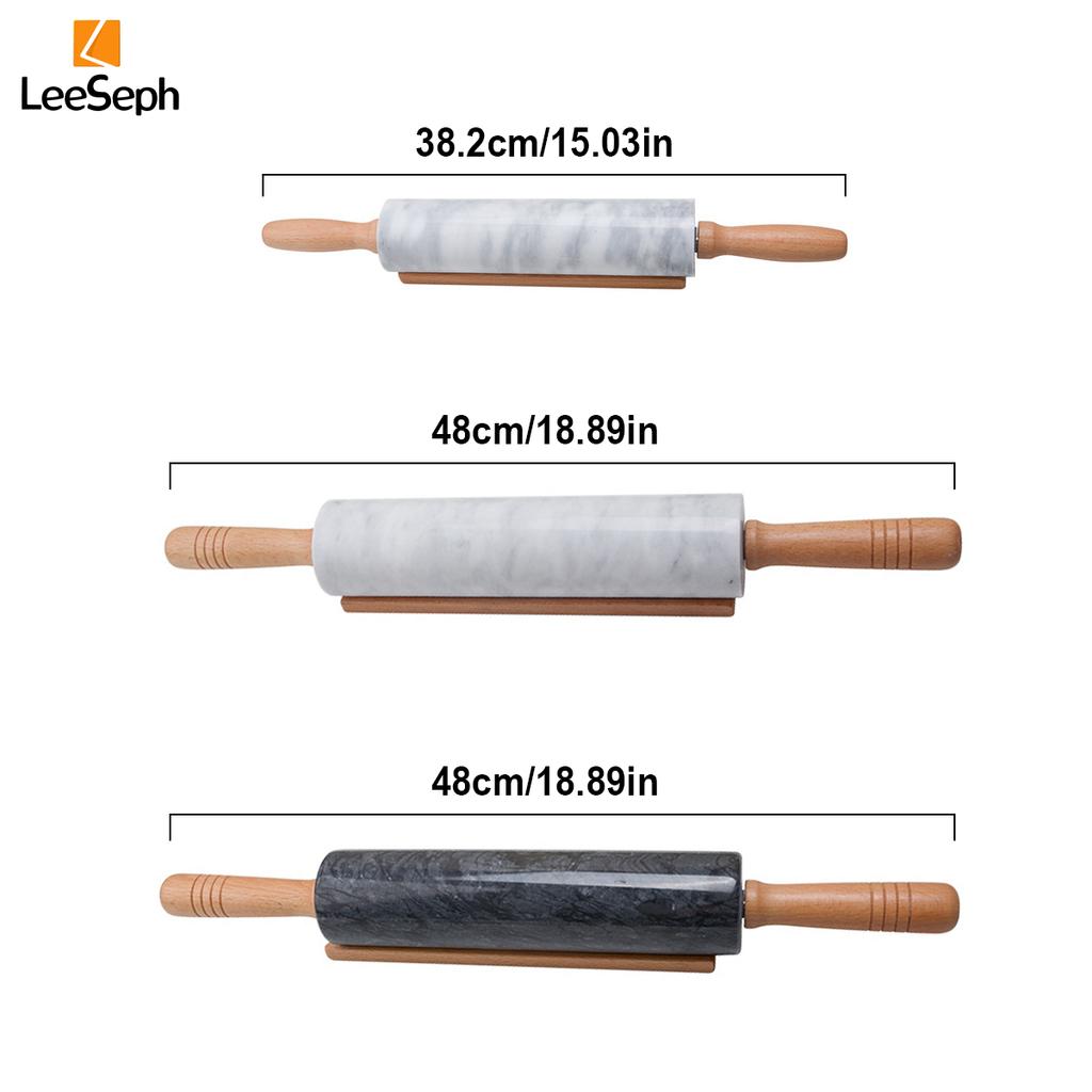 Мраморная скалка с деревянной ручкой и деревянной подставкой, скалка с антипригарным покрытием для теста для пиццы, выпечки хлеба и кухонных принадлежностей