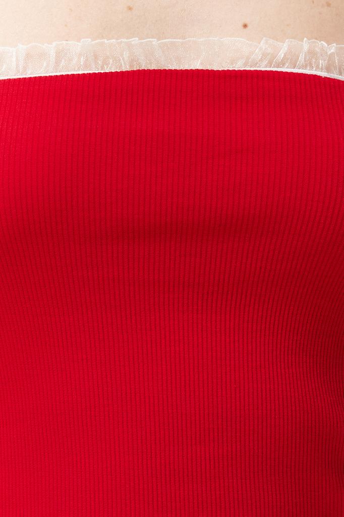 Women's Fashion New Blouse Stone Ribbed Strapless Collar Woven Garnish Fitted Cotton Stretchy Crop Knitted Blouse