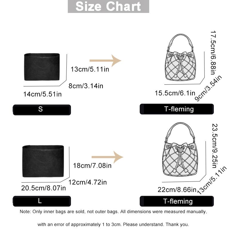 EverToner Lightweight Waterproof Inner Bag For T-fleming Bucket Bag Storage Organizer Dupont Paper Inner Liner Organizer