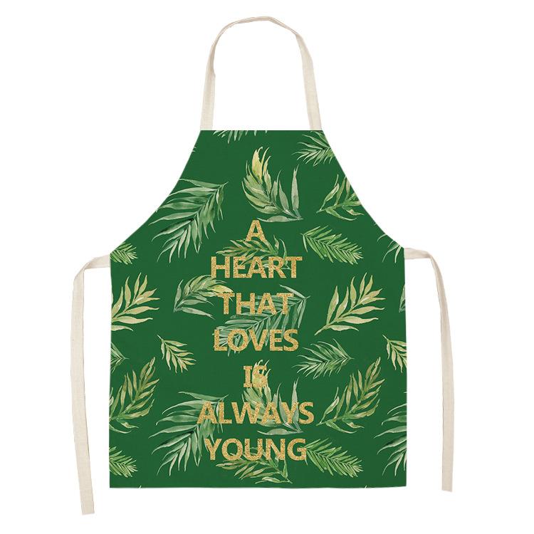 Tropical Plants Kitchen Aprons For Women Home Flower Baking Baking Cafe Cotton Linen Cleaning Aprons 38x47cm