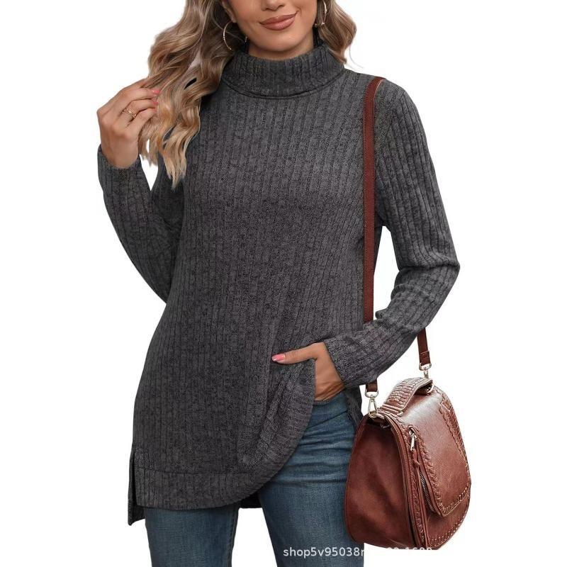 YYFS Женская мода повседневная весна осень однотонные принты длинные рукава высокий ворот блузки и рубашки