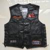 American Harley Motorcycle Vest+Bike Splice Sheepskin Vest+Men's And Women's Leather Canvas+9 Embroidery Badges
