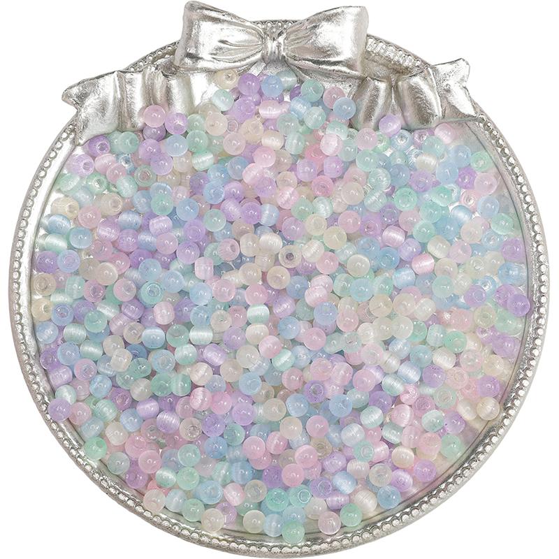 Стеклянные бусины-рис 4 мм с эффектом кошачьего глаза, разных цветов для изготовления украшений своими руками