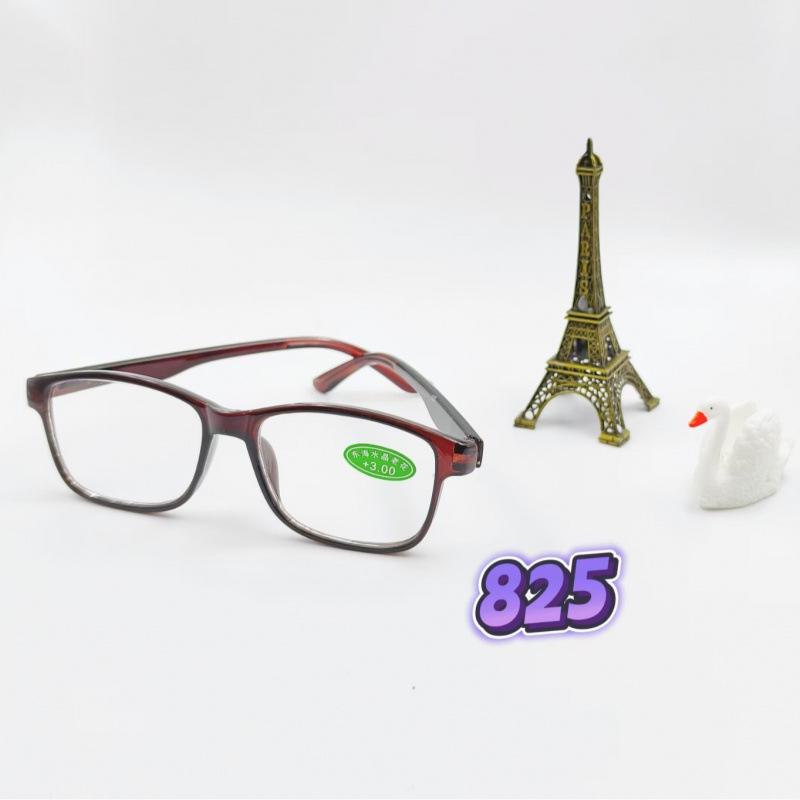 Full Frame Crystal Glass Reading Glasses with Large Lenses - Black/Brown