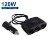120w 3in1 Dual USB Socket Car Cigarette Lighter Adapter 12V 24V LED Fast Charger Plug Adapter For Car DVR GPS Dashcam 3 Way