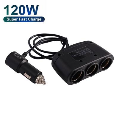 120 Вт Двойное USB-гнездо Разветвитель прикуривателя 3 в 1 для автомобиля 12 В 24 В Быстрая зарядка Вилка Адаптер питания для телефона для iPhone GPS Видеорегистратор