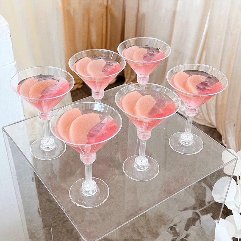 5Pcs/12Pcs Tall Mousse Glasses Transparent Martini Glasses Summer Margarita Glasses Cocktail Plastic Wine Glasses