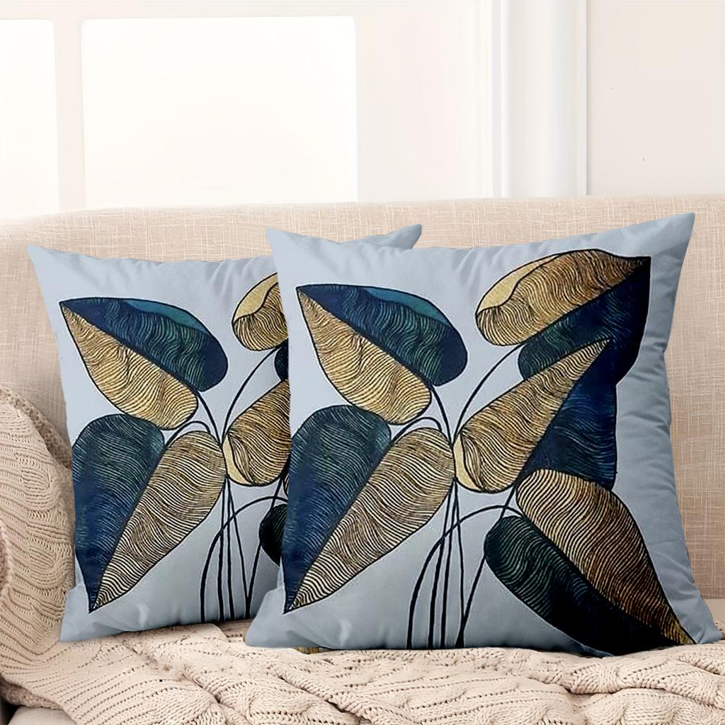 1 шт. - 2D плоская печать Изысканный лиственный узор Наволочки для декоративных подушек Полиэстеровая наволочка диванная декоративная наволочка