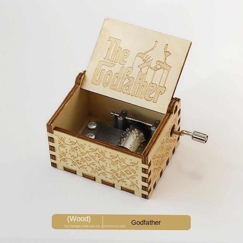 Деревянная музыкальная шкатулка, классическая резьба, музыкальная шкатулка с ручным заводом, рождественский подарок ручной работы