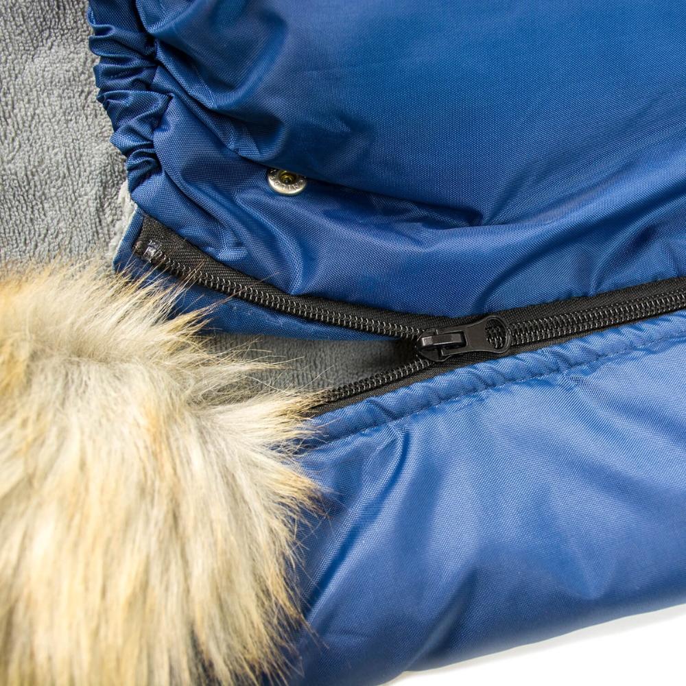 Set of sleeping bag for stroller, seat, sled, winter, navy blue bag + cover