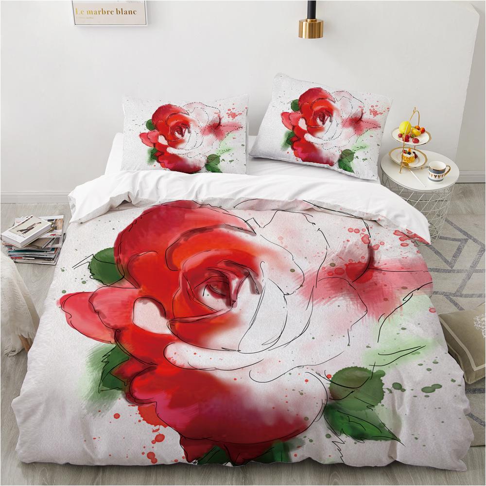 Комплект постельного белья с 3D розами для девочек и женщин, пуховые пододеяльники, наволочки 2/3 шт., подарок на День святого Валентина, романтическое любовное покрывало