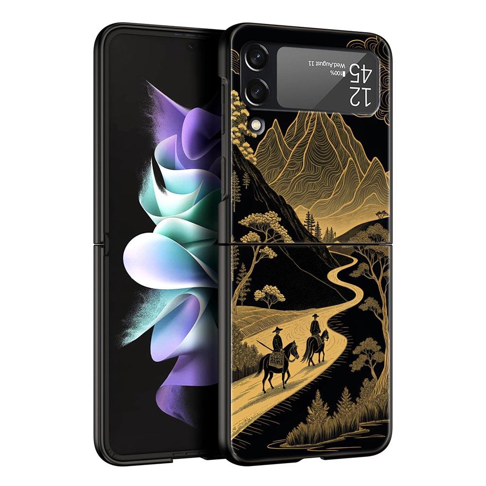 Абстрактный Рассвет в Горах Линия Чехол для Телефона Для Samsung Galaxy Z Flip3 Flip4 Flip5 Чехол Для Z Flip 3 4 5 6 7 Жесткая Складная Крышка