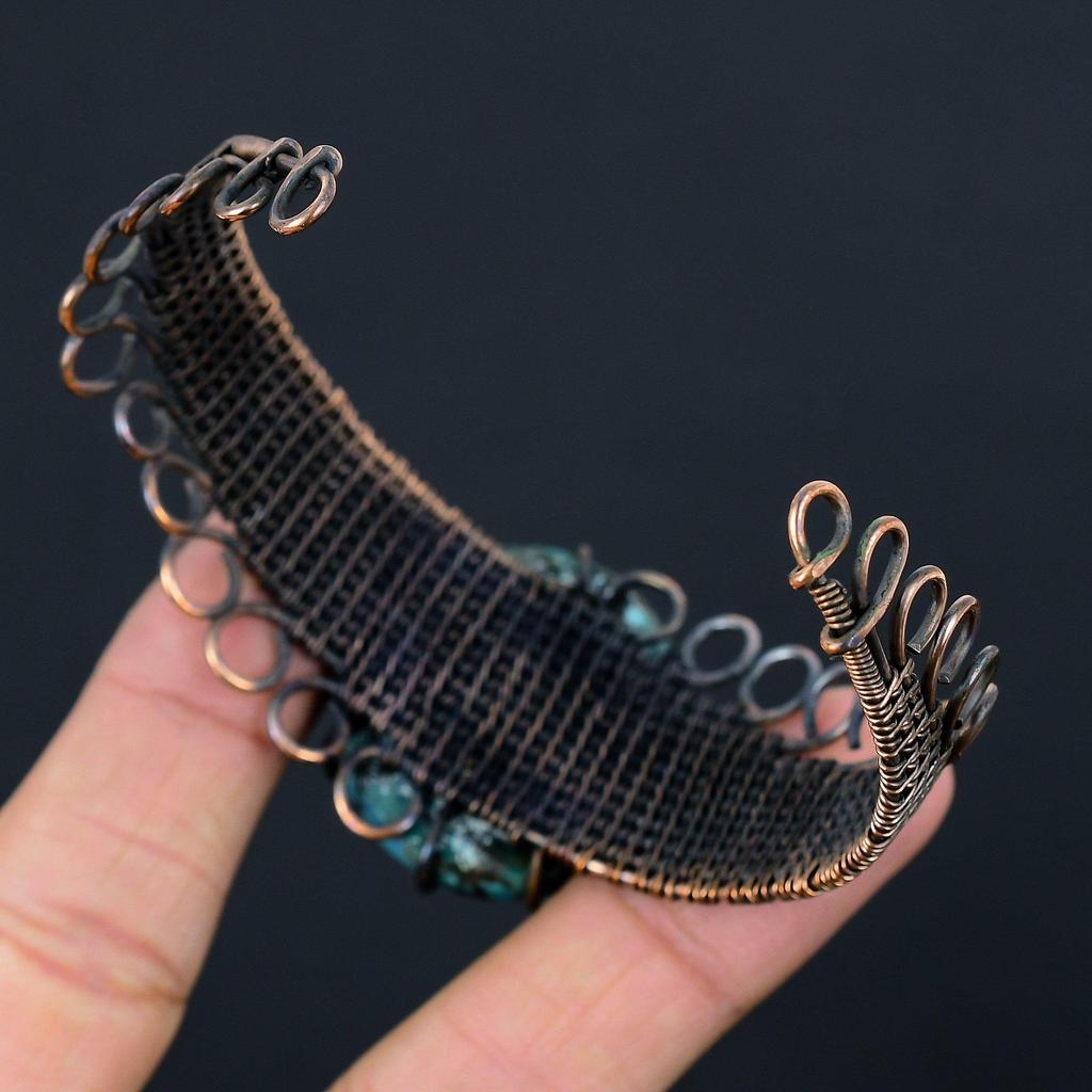 Тибетский бирюзовый браслет из чистой медной проволоки, обернутый ювелирными изделиями ручной работы, регулируемый браслет