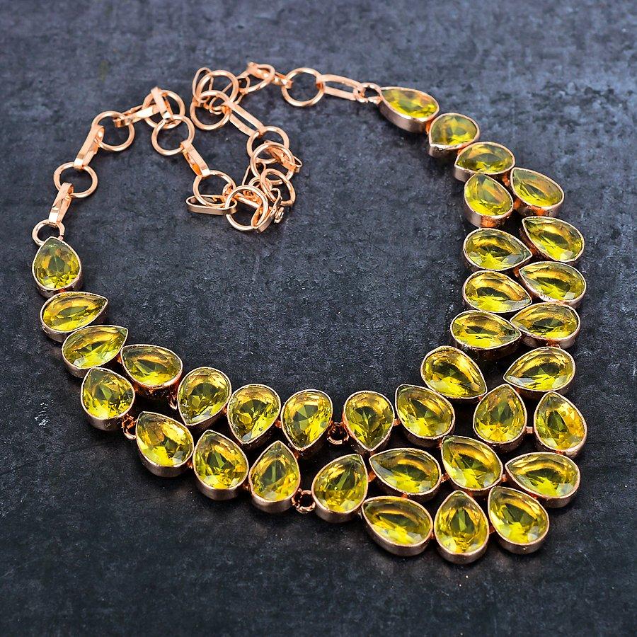 Natural Citrine Gemstone Handmade 925 Sterling Silver Jewelry Necklace 18" Z7a86