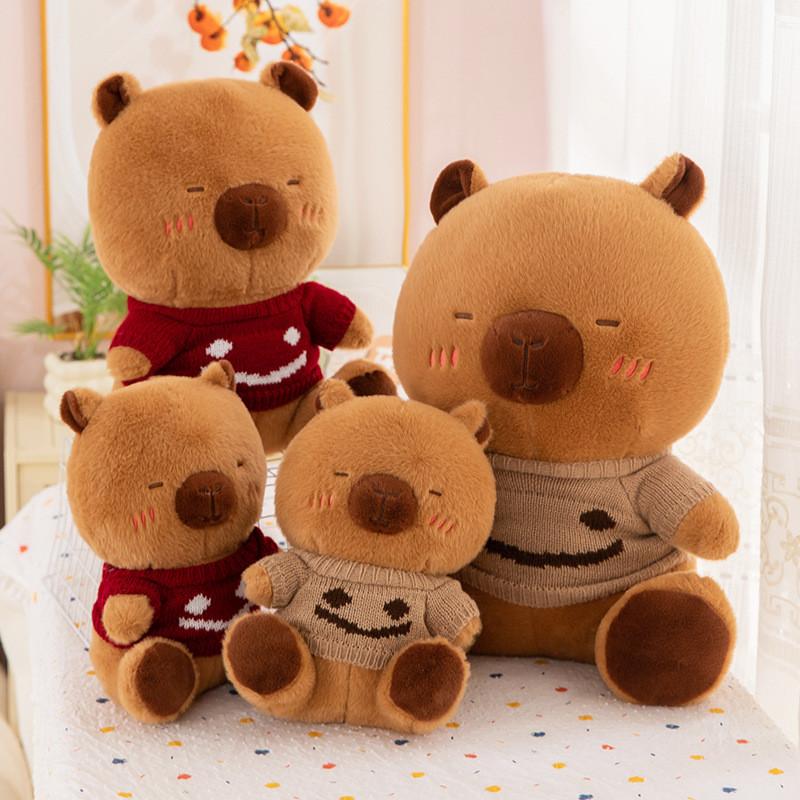Red Sweater Smiling Capybara Plush Toy Soft Stuffed Animal Girls Gift Kids Doll