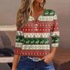 Women's T Shirt Tee Christmas Print Button 3/4 Sleeve Daily Weekend Fashion Basic V Neck Regular Top
