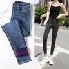 Winter Thick Women Warm Skinny Jeans Simple Stretch Plus Velvet Fleece Female High Waist Denim Pencil Pants Plus Size