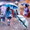 Набор вырезанных наклеек «Девушка в туманном дожде» Retro Girl для журналов