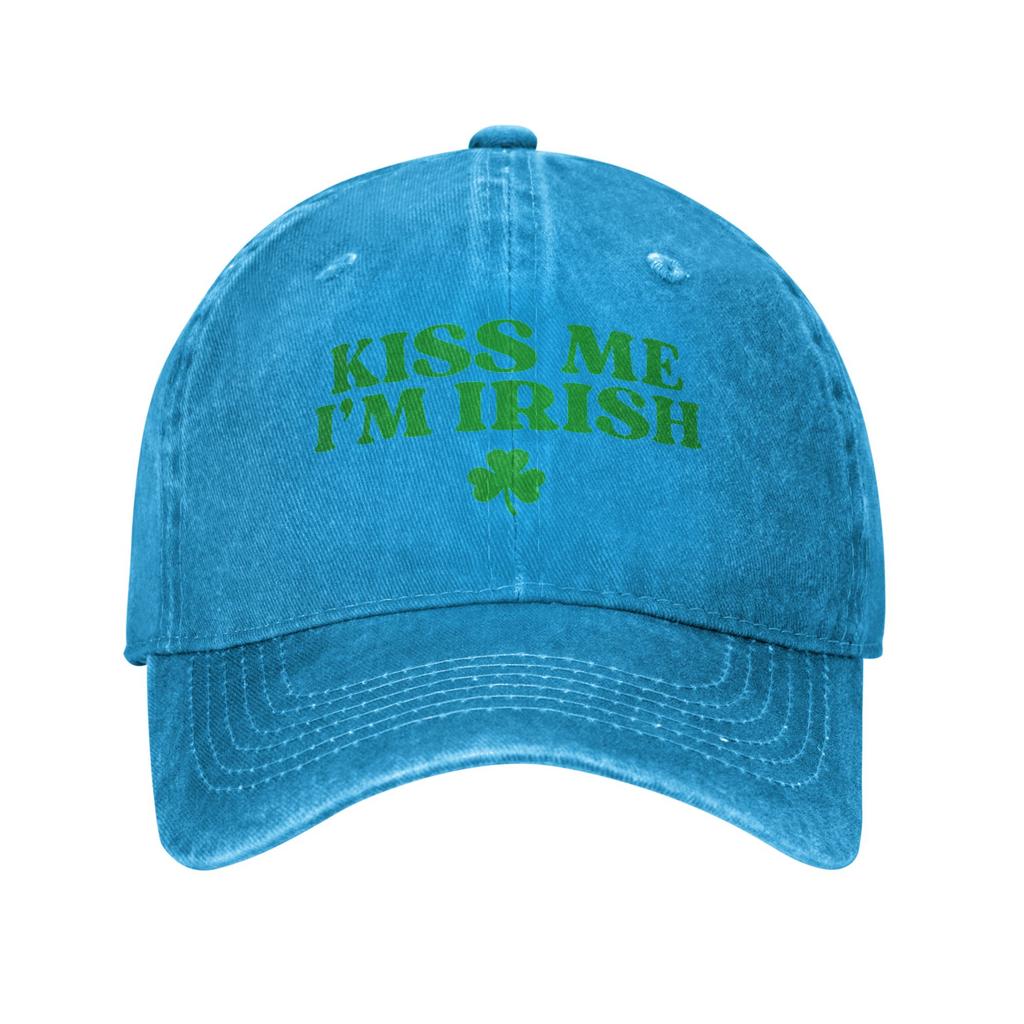 Summer Kiss Me Im Irish St Patricks Day Baseball Cap Sun Sunscreen Design Washed Trucker Hat Unisex Unisex Hippie Baseball Caps
