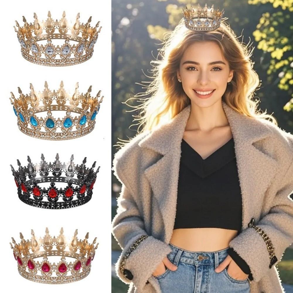 Vintage Rhinestone Wedding Crown Sparkling Crystal Headpieces King Bridal Tiara Wedding Ceremony