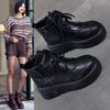 2026 autumn and winter new casual cotton shoes platform high-top short boots Martin boots side zipper wedge heel velvet mother shoes women