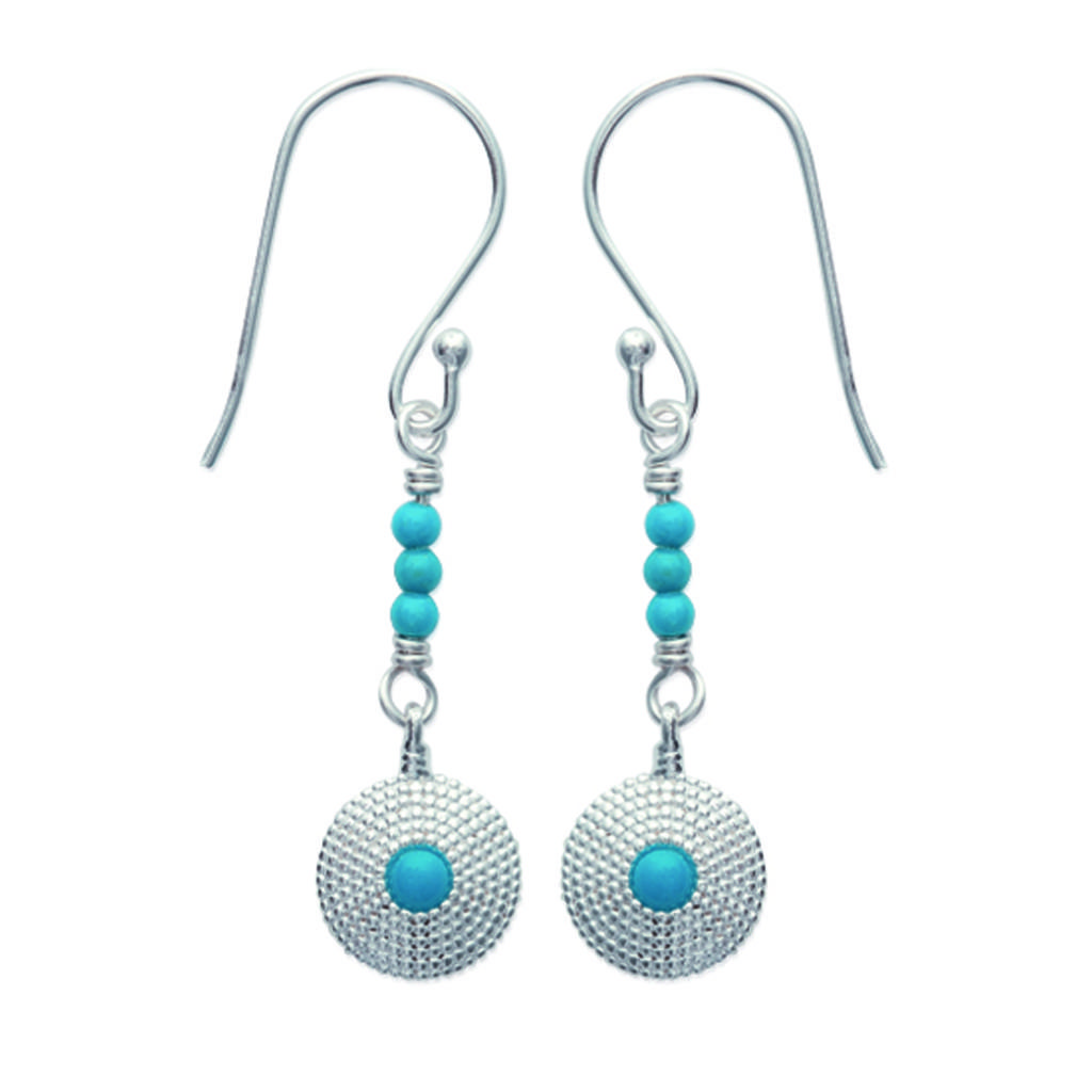 Les Trésors De Lily [K3823] - Silver Turquoise 'Mineralia' Silver Earrings - 38x9 Mm