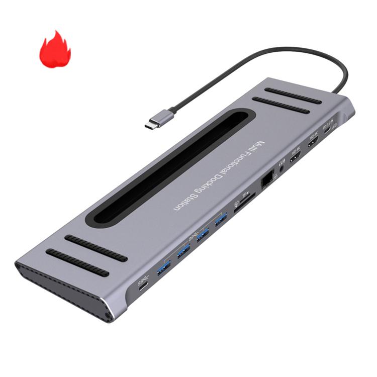 PULWTOP 4k Hd.mi VGA Pd100w Usb c Docking Station Dual Monitor RJ45 Usbc Hubs Phone Docking Ethernet c 11/12 in 1 Usb Type c Hub