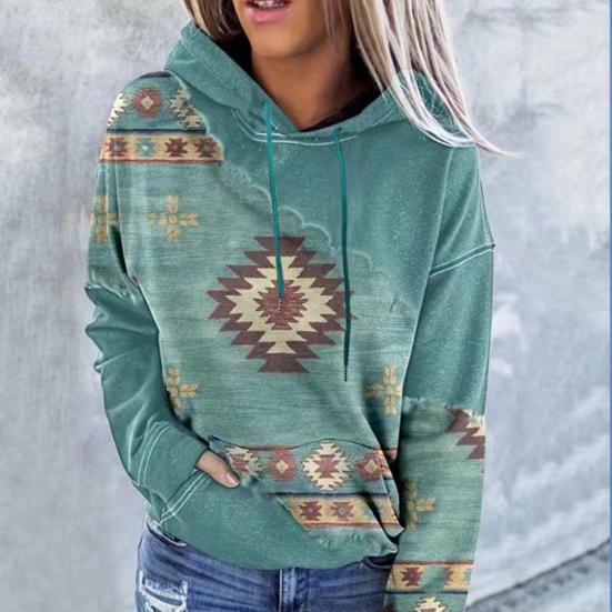 Женская толстовка с винтажным принтом на шнурке и длинным рукавом, свободный пуловер с капюшоном, мягкий повседневный карманный цветной женский топ