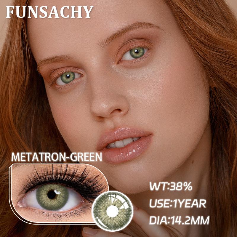 FUNSACHY 1 пара зеленых цветных линз, модные цветные контактные линзы для глаз, коричневые натуральные контактные линзы для глаз, красивый макияж глаз, зрачок