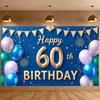 Баннер на 60-летие Сине-зеленая цветовая гамма Баннер для юбилейного дня рождения Роскошный Для взрослого