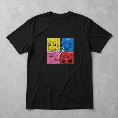 Gildan Colorful Anime Girls Black Graphic T-Shirt
