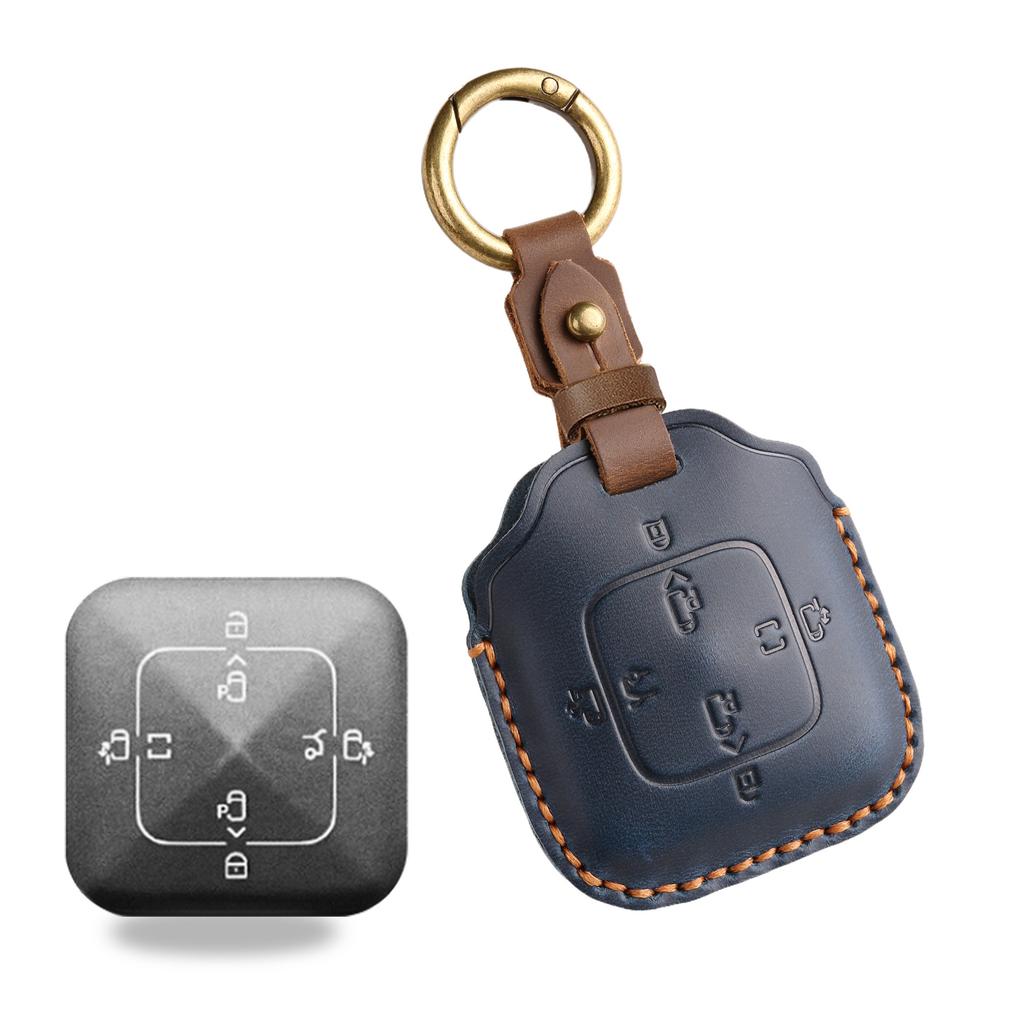 Leather Car Key Case Cover for Zeekr 001 X 7X 007 007GT 009 Car Remote Key Fob Shell Holder Keychain Accessories