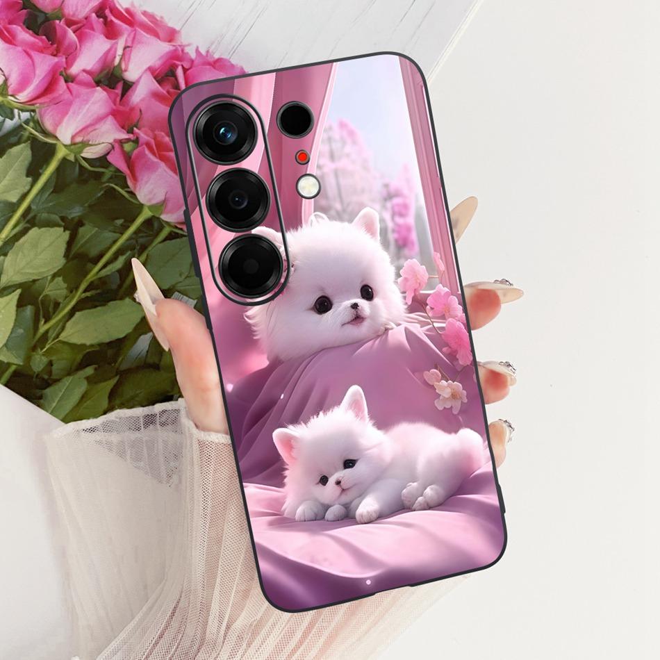 For Tecno Camon 50 4G CN5 Cute Flower Butterfly Cat Painted Case For Tecno Camon50 4G Black Silicone Soft Phone Cases