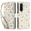 For Samsung Galaxy A36 5G/A56 5G Wallet Case Rhombic Floral Design Leather Flip Phone Cover with Strap
