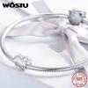 WOSTU 925 Sterling Silver Daughter's Love Beads Multi-Color Heart Charm Fit Original Bracelet