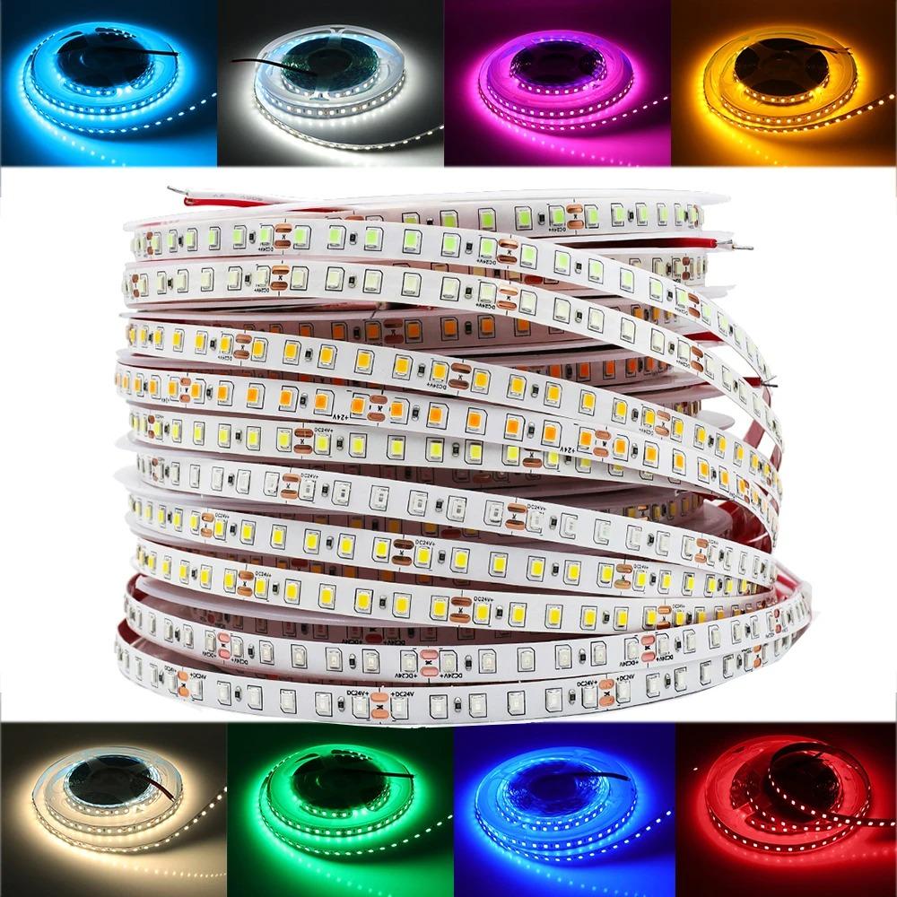 Светодиодная лента 5M SMD2835 12V Белый теплый красный зеленый синий RGB светодиодная водонепроницаемая гибкая лампа лента для декора комнаты