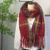 Высококачественный клетчатый шарф в корейском стиле: Теплая, Утолщенная Шаль, Похожая на Кашемир, для Студентов и Пар