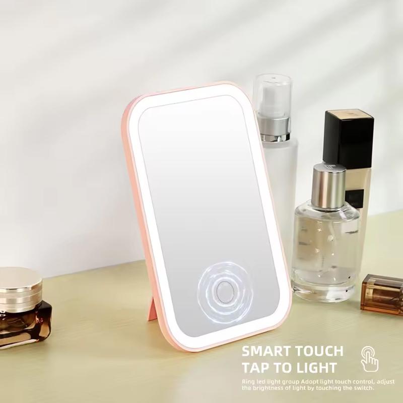 LED Touch Screen Makeup Mirror Folding Mirror Lighted Makeup Mirror 3 Colors Light Modes USB Rechargeable Cosmetic Mirror Tools