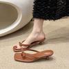 Slippers Women's Summer Wear Fashion High Heels Flip-flops Bow Niche Fashion Sandals 2025 New