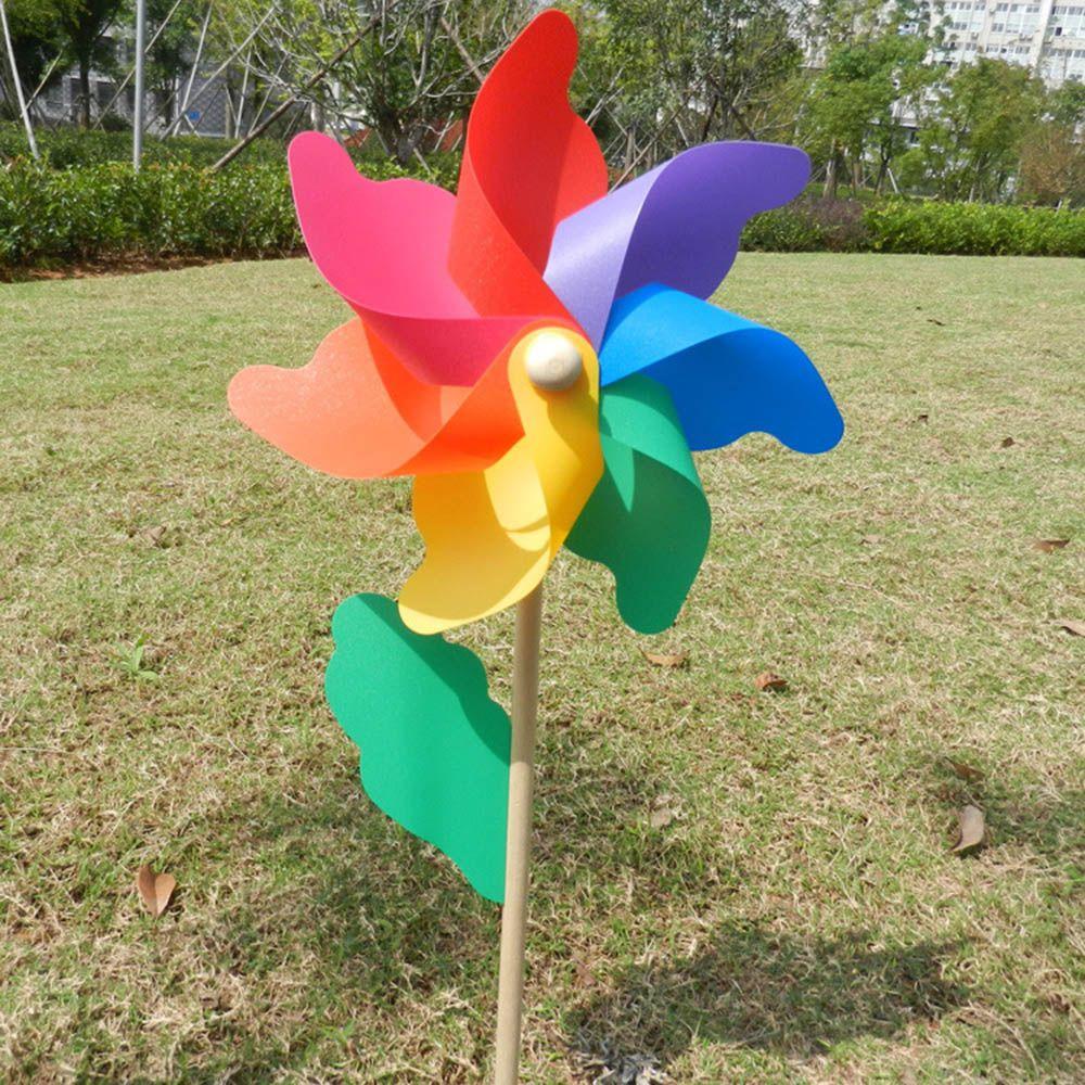 Whirligig Ornaments Lawn Wood Stick Wind Spinner Kids Toy Garden Decor Windmill