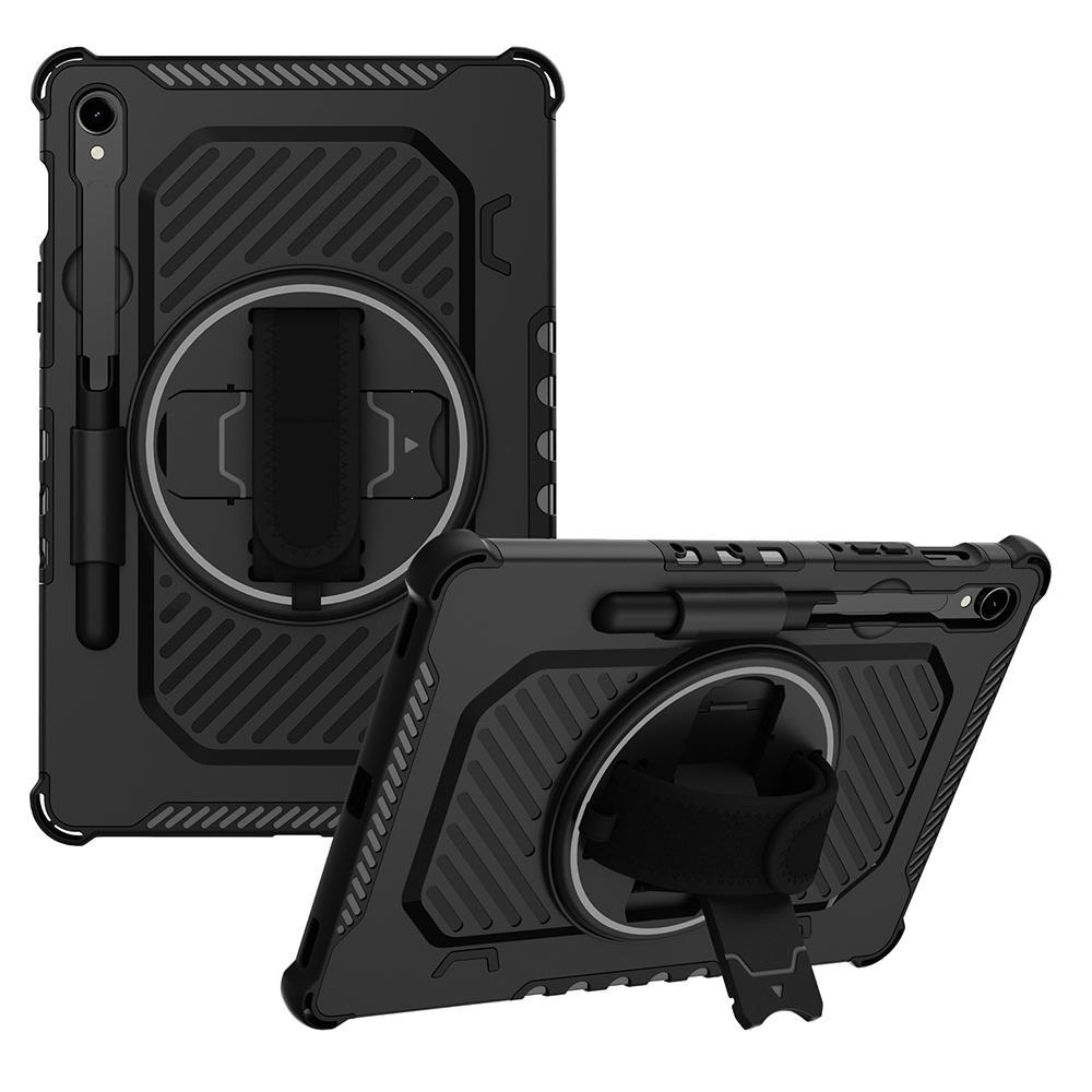 Чехол-подставка для Samsung Galaxy Tab S9 FE/S9/S8/S7, PC + TPU, противоударный чехол для планшета с ремешком для руки/слотом для стилуса