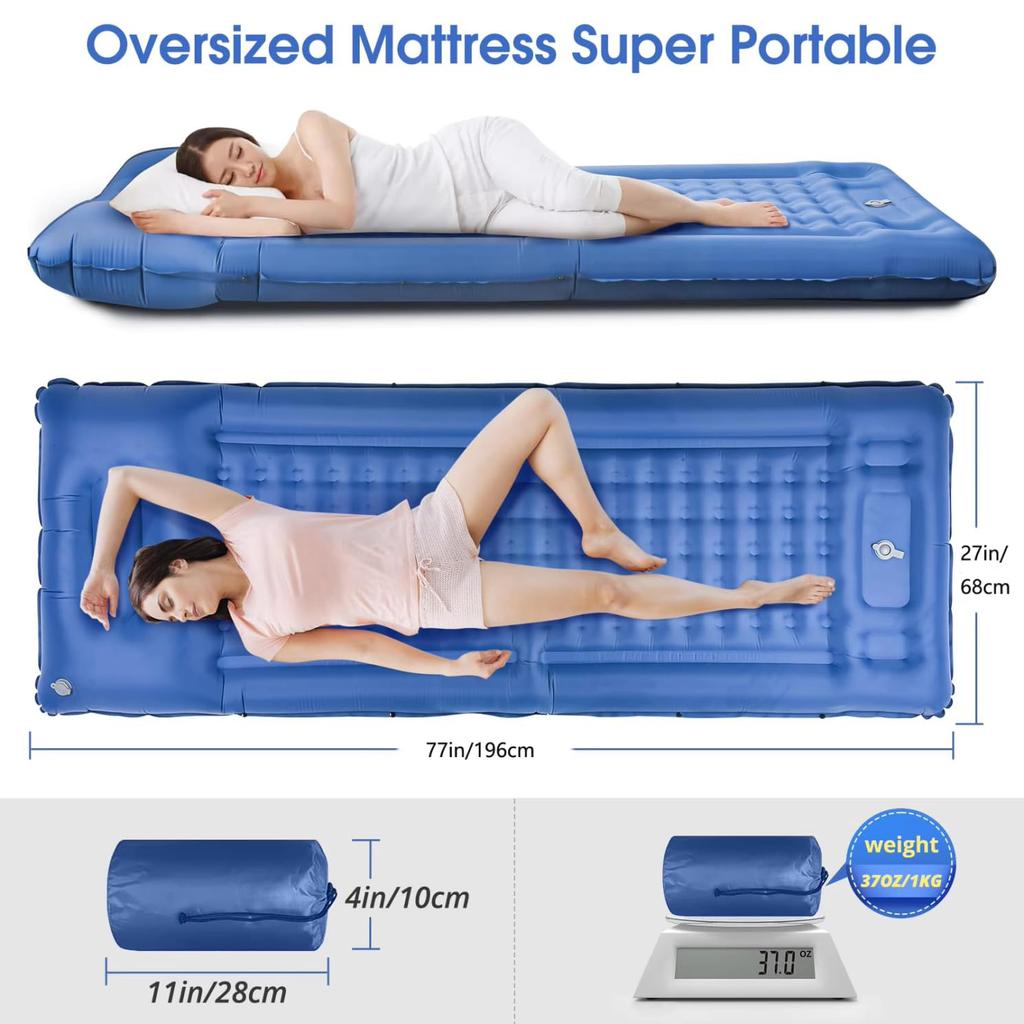 Удобный надувной матрас для автомобильного кемпинга, толщиной 13 см (темно-синий)