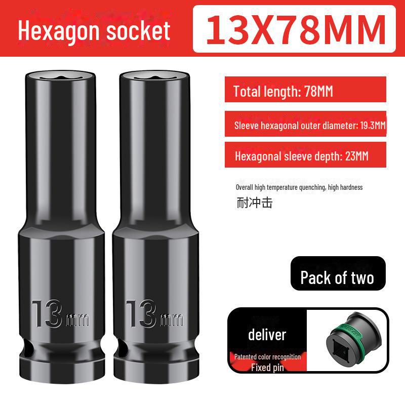 Green Forest 1/2 Electric Wrench Extended 12.5mm Hex Socket for Woodworking