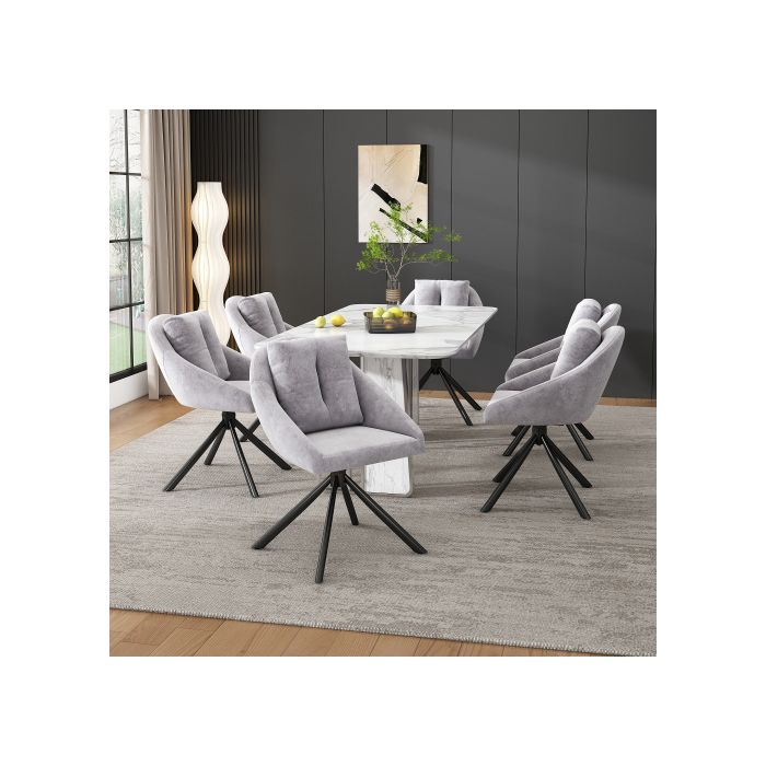 Chaises de salle à manger - MUVOE - Pivotantes - Velours gris - Lot de 4 - Cadre métal